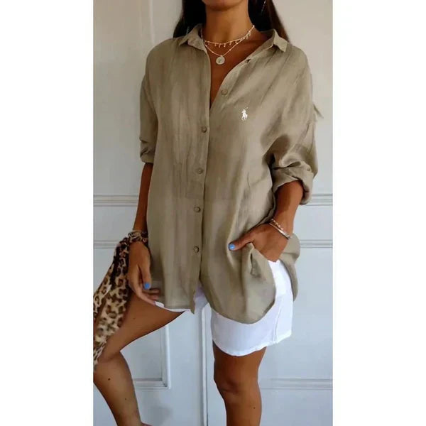 Camicia classica da donna RL con colletto morbido e bottoni