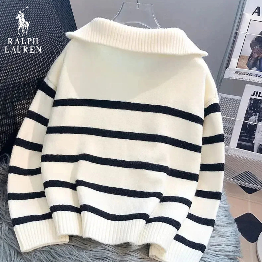 RL – Maglione a Righe con Zip a Quarto